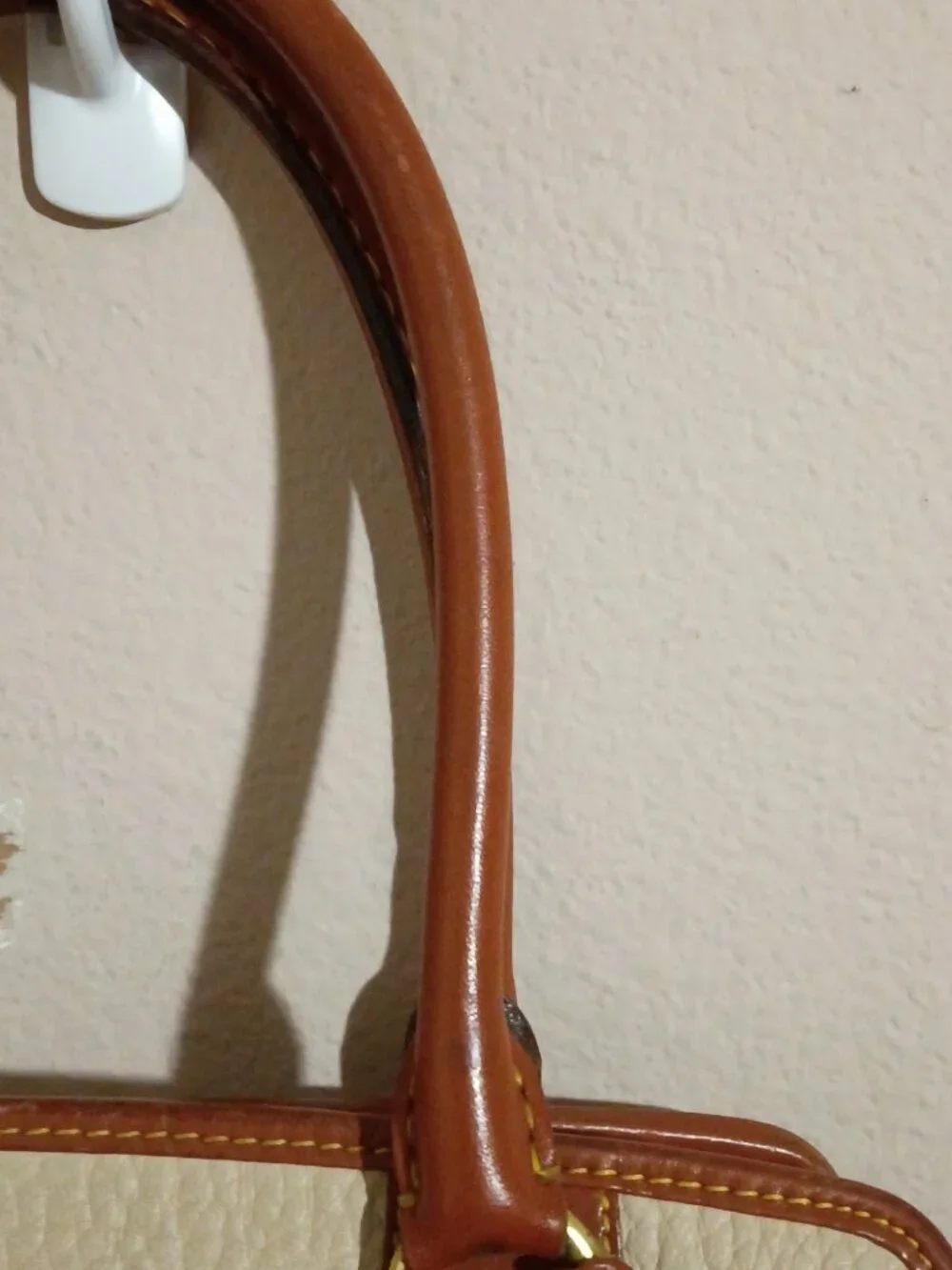 Dooney & Bourke Ivory Brown Leather Satchel Original Vintage Bag